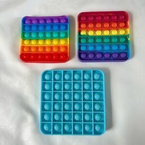 Square Blue and Multicolor Fidget Popit Toys
